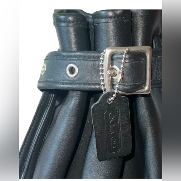 Vintage Coach 9165 Legacy Black Leather  Nickel Drawstring Bucket Bag Cinch USA - Picture 2 of 13